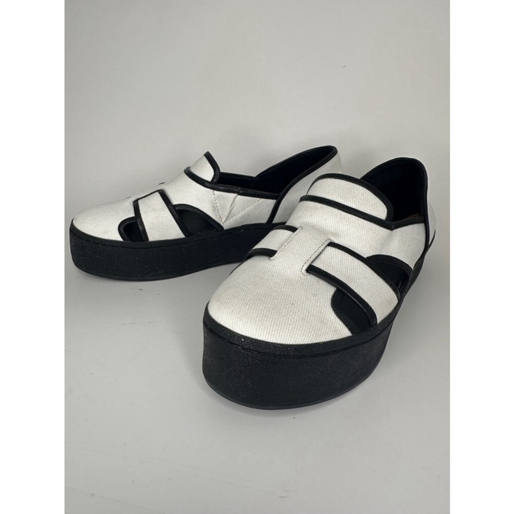 Opening Ceremony Platform Slip On Cutout Sneaker Sandals White Black Size 7 - Picture 4 of 5